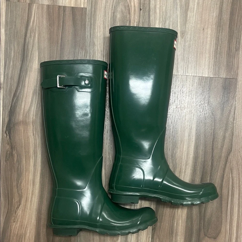 Hunter Dark Green Glossy Rain boots - Picture 4 of 9